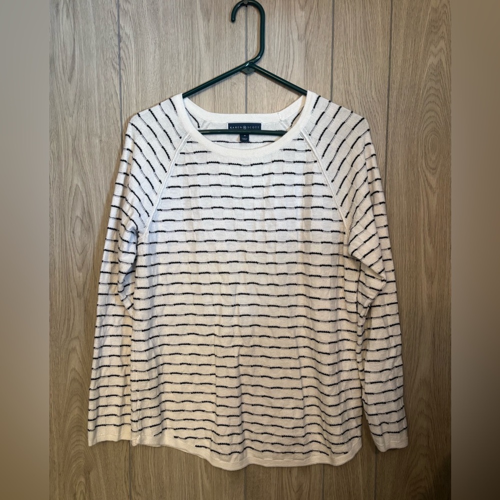 Scott Black and White Striped Women's Top